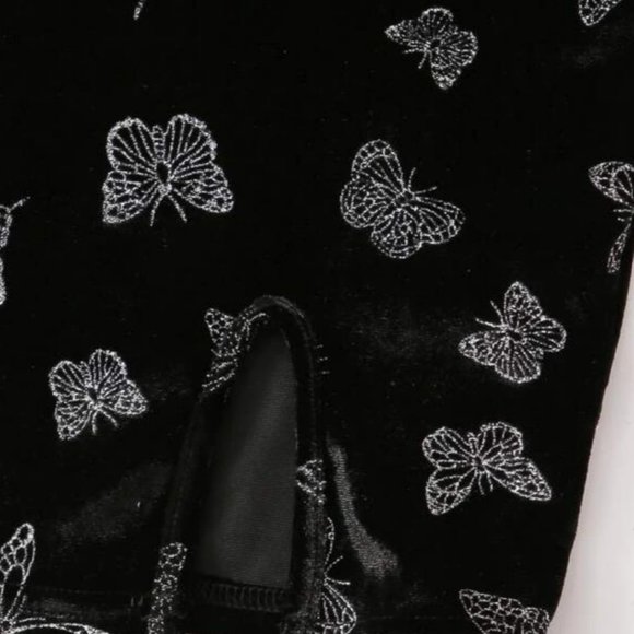 SHEIN Butterfly Print Knot Shoulder Velvet Dress Size S | Perfect party outfit - Picture 4 of 6